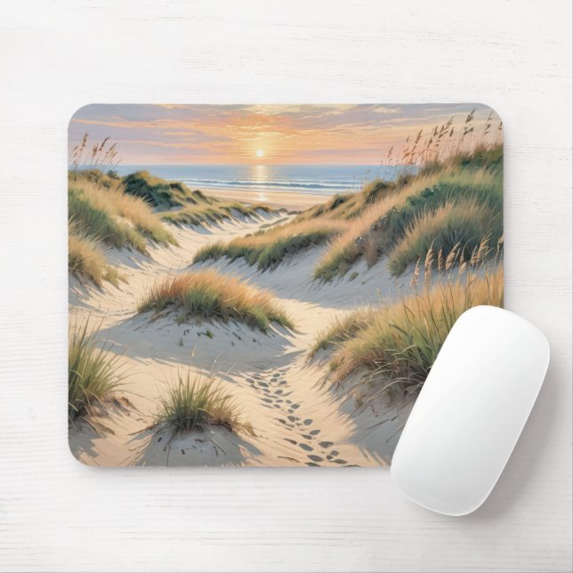 Footprints On Beach Dune Mouse Pad (With Mouse)