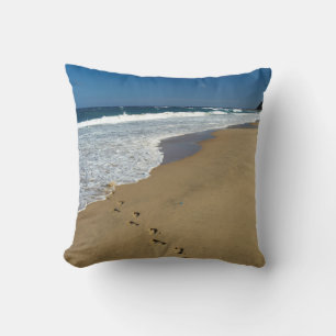 Footprints On Beach, Mabibi, Thongaland Throw Pillow