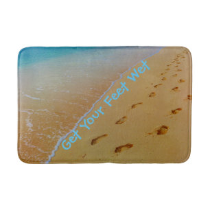 Footprints on Sandy Tropical Beach Shore Bath Mat