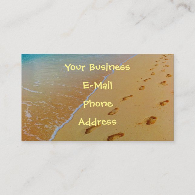 Footprints on Sandy Tropical Beach Shore Business Card (Front)