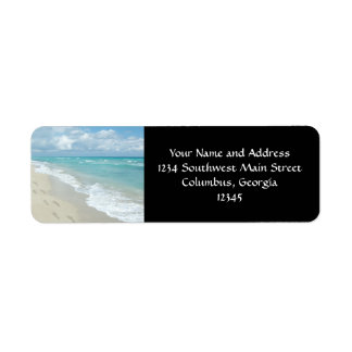 Footprints on White Sandy Beach, Scenic Aqua Blue