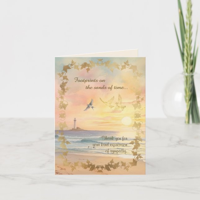 Footprints Sympathy Thank You Folded Note Card (Devant)