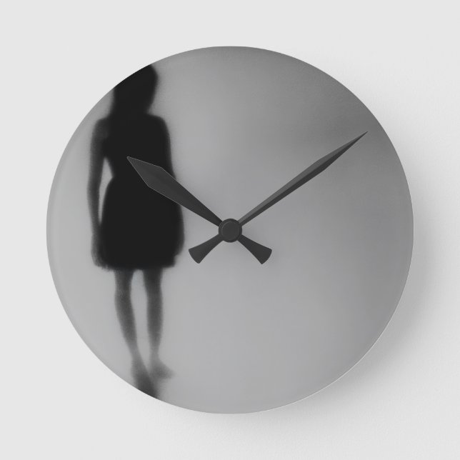 Footprints Vanishing in Fog Round Clock (Front)