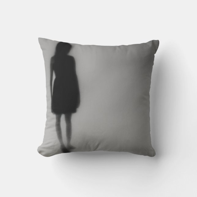 Footprints Vanishing in Fog Throw Pillow (Front)