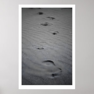 Footsteps in Sand Fine Art Print Black and White