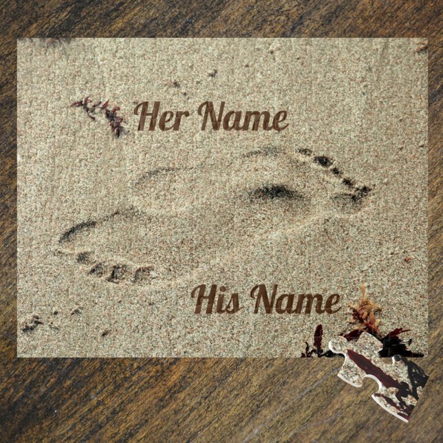 Footsteps Kiss in the Sand Jigsaw Puzzle (Creator Uploaded)
