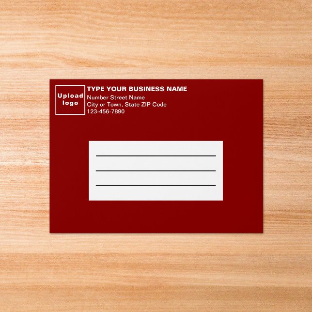 For A7 Card Size Red Business Envelope (Your business name, logo, address and phone number on red envelope for A7 size card.)