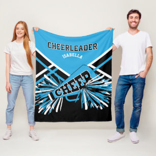 For a Cheerleader 📣 - Baby Blue, Black & White Fleece Blanket