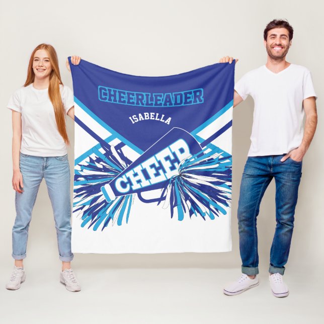 For a Cheerleader 📣 - Baby Blue, White & Blue Fleece Blanket (In Situ)