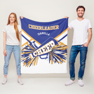 For a Cheerleader - Blue, Gold & White Fleece Blanket