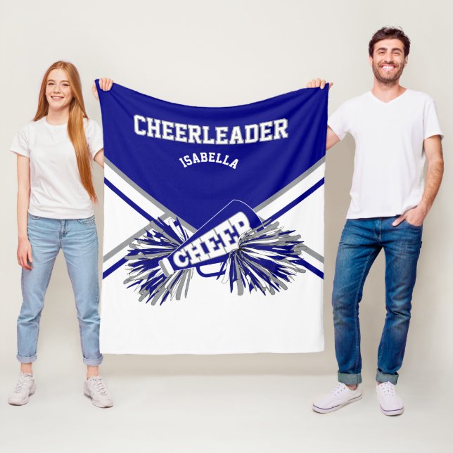 For a 📣 Cheerleader - Blue, Grey & White Fleece Blanket (In Situ)