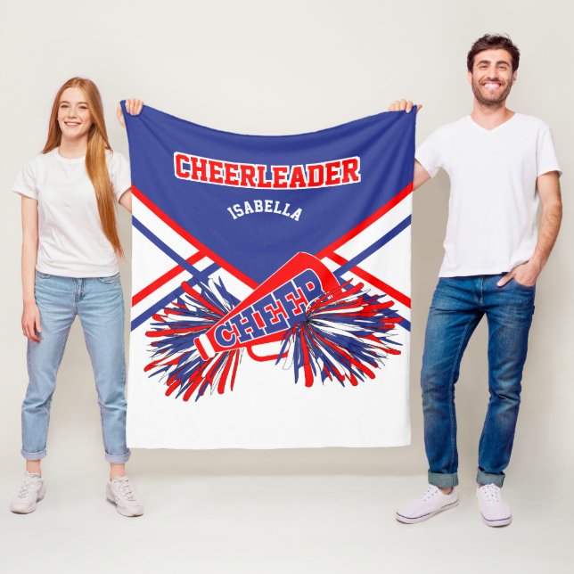 For a Cheerleader 📣 - Blue, White & Red 2 Fleece Blanket (In Situ)
