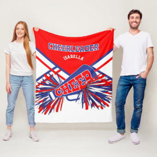 For a Cheerleader 📣 - Blue, White & Red Fleece Blanket