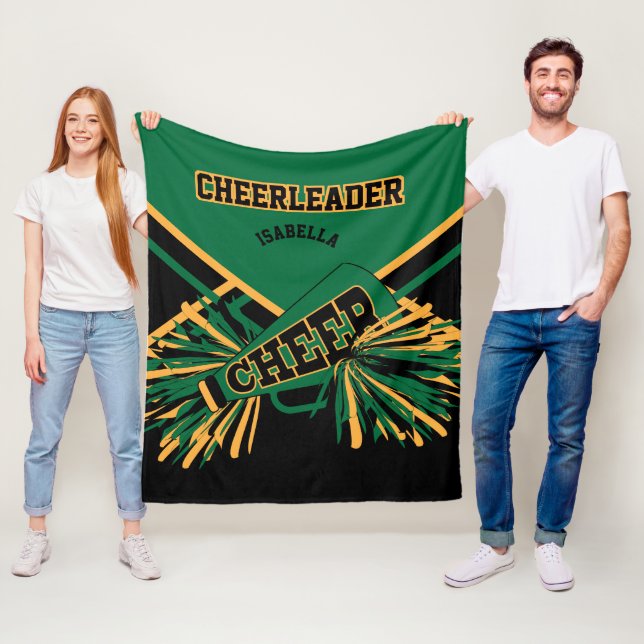 For a Cheerleader 📣 - Dark Green, Gold & Black Fleece Blanket (In Situ)