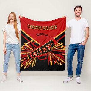 For a Cheerleader 📣 - Dark Red, Gold & Black Fleece Blanket