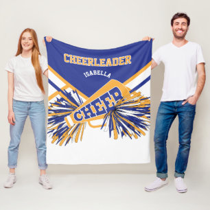 For a Cheerleader 📣 - Gold, White & Blue Fleece Blanket