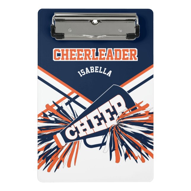 For a Cheerleader - Navy Blue, Orange & White Mini Clipboard (Front)