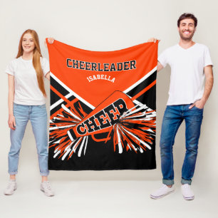 For a Cheerleader 📣 - Orange, Black & White Fleece Blanket