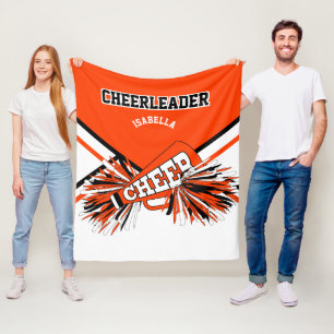For a Cheerleader - Orange, Black & White Fleece Blanket