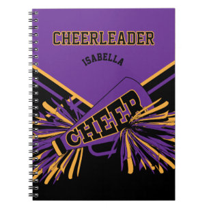 For a Cheerleader - Purple, Gold and Black Notebook