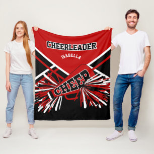 For a Cheerleader 📣 - Red, Black & White Fleece Blanket