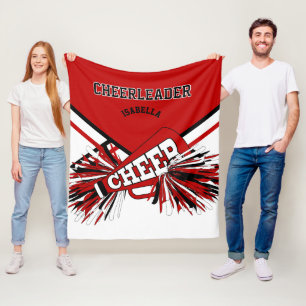 For a Cheerleader - Red, White & Black Fleece Blanket