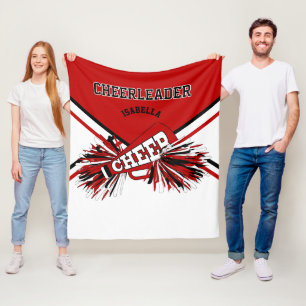 For a 📣 Cheerleader - Red, White & Black - Med. Fleece Blanket