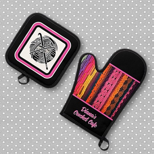 For a Crochet-loving Cook Oven Mitt & Pot Holders Holder Set (Creator Uploaded)
