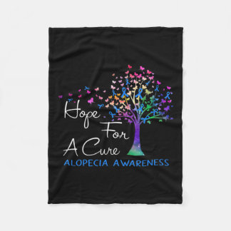 For A Cure Alopecia Awareness Tree Ribbon Fleece Blanket