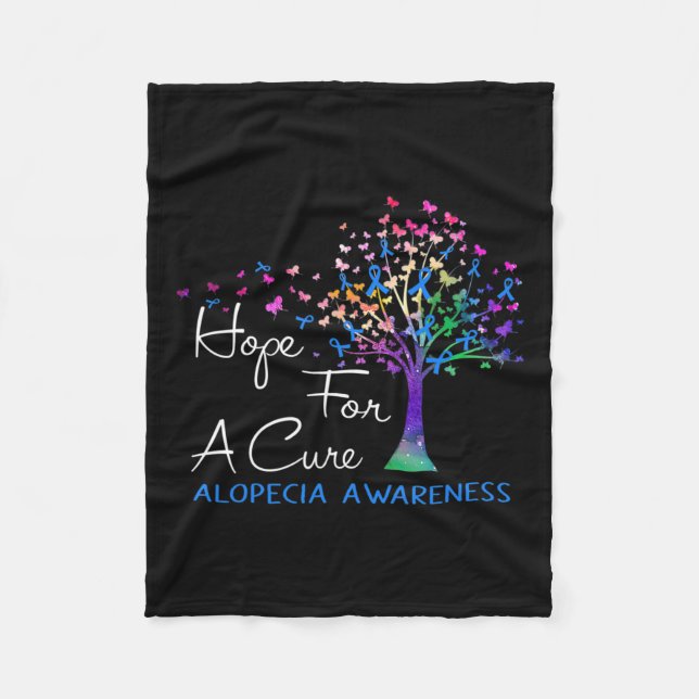 For A Cure Alopecia Awareness Tree Ribbon  Fleece Blanket (Front)