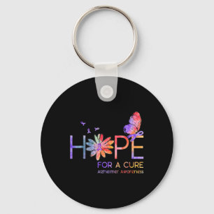 For A Cure Alzheimerheimer Awareness Flower Keychain