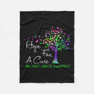 For A Cure Bile Duct Cancer Awareness Tree Ribbon Fleece Blanket