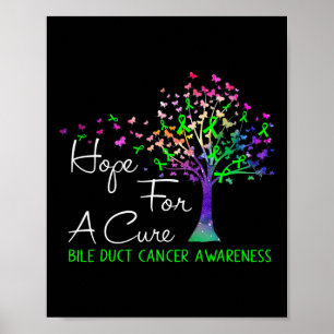 For A Cure Bile Duct Cancer Awareness Tree Ribbon  Poster