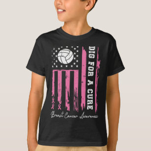 For A Cure Breast Cancer Awareness Ribbon Volleyba T-Shirt