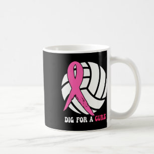 For A Cure Breast Cancer Awareness Volleyball Pink Coffee Mug