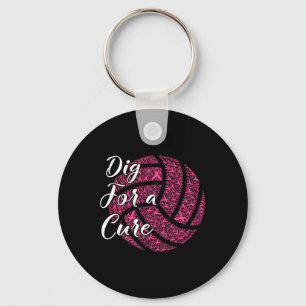 For A Cure Breast Cancer Awareness Volleyball Pink Keychain