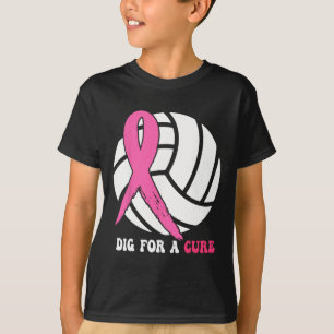 For A Cure Breast Cancer Awareness Volleyball Pink T-Shirt
