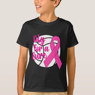 For A Cure Breast Cancer Awareness Volleyball Pink T-Shirt