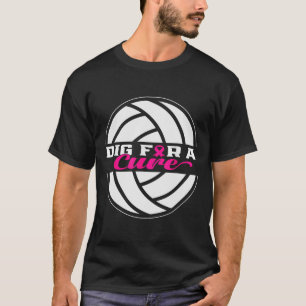 For A Cure Breast Cancer Awareness Volleyball Pink T-Shirt