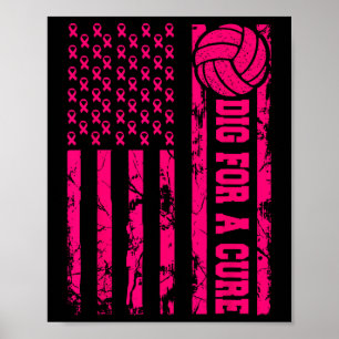 For A Cure Breast Cancer Volleyball Pink American Poster