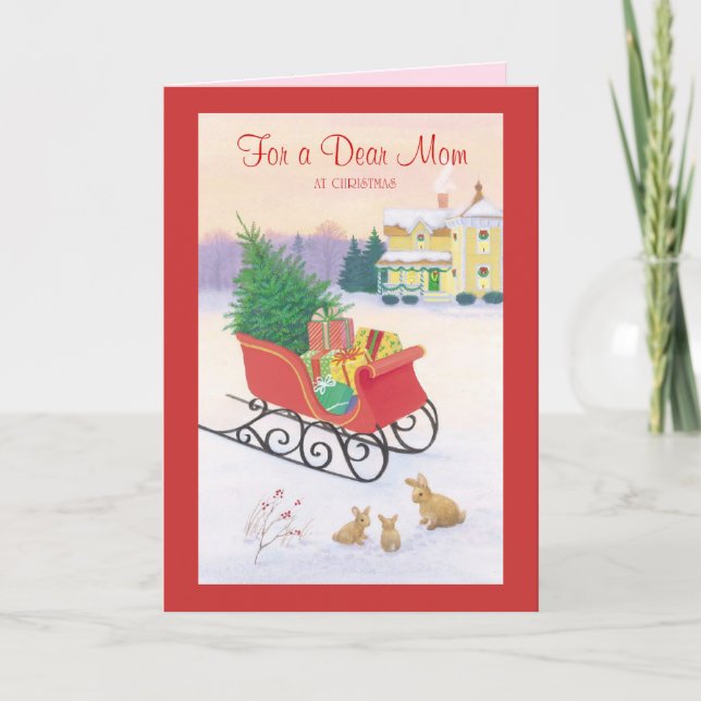 For a Dear Mom at Christmas Holiday Card (Front)
