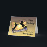 For a great grandson, a Birthday card with horses<br><div class="desc">Two black stallions rearing at each other with a glorious sunset in the background. A great card for a horse lover.</div>