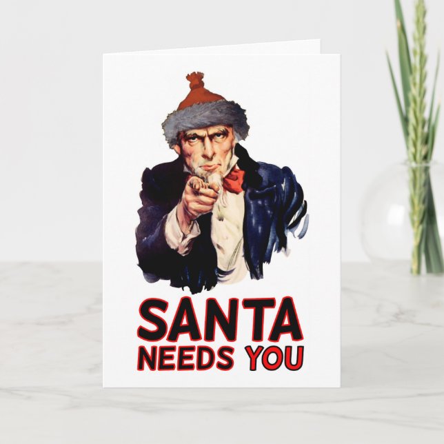 For a military USA, Happy Christmas: Funny Santa Holiday Card (Front)