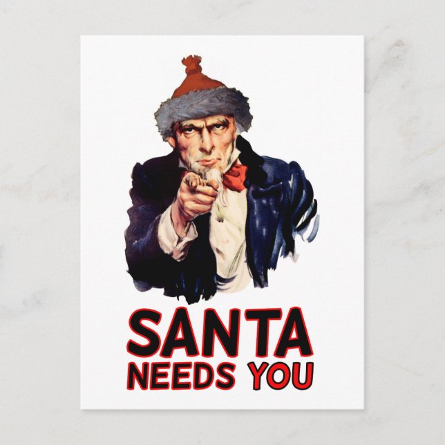 For a military USA, Happy Christmas: Funny Santa Holiday Postcard (Front)