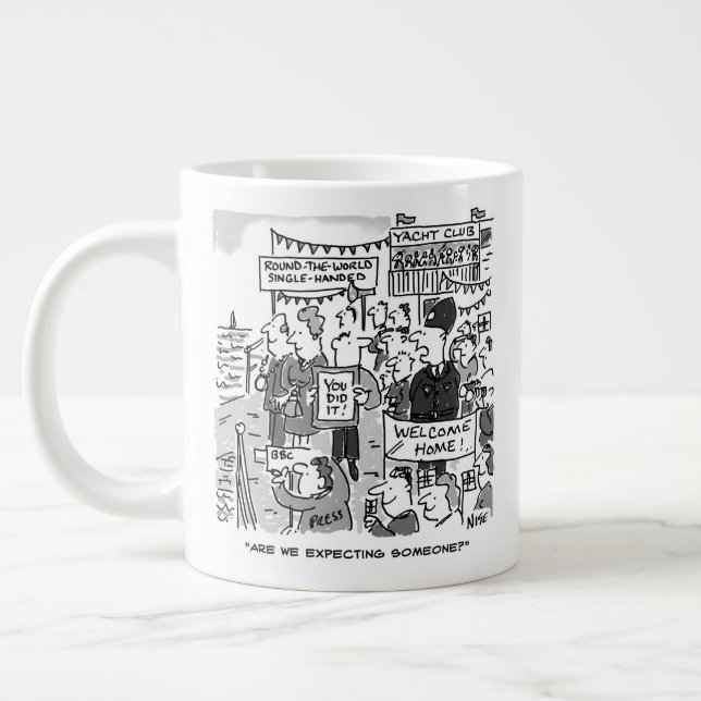 For a Sailor. Round the World Yachtsman - Funny Large Coffee Mug (Left)