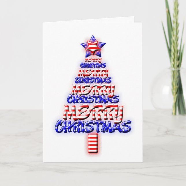 For a Soldier, patriotic Christmas tree Holiday Card (Front)
