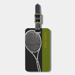 for a tennis-player travel, a black & green luggage tag