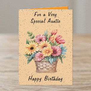 For a very special auntie flowers orange birthday card