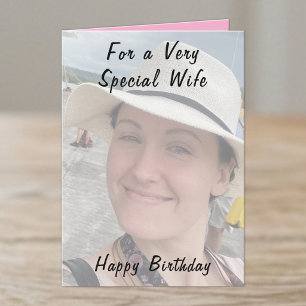For a very special wife photo pink birthday card