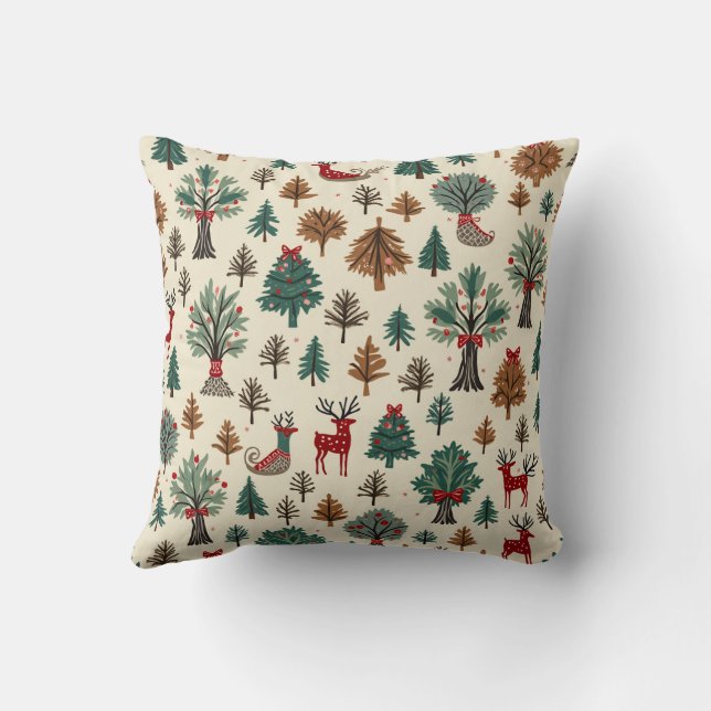 For a warm Christmas Throw Pillow (Back)